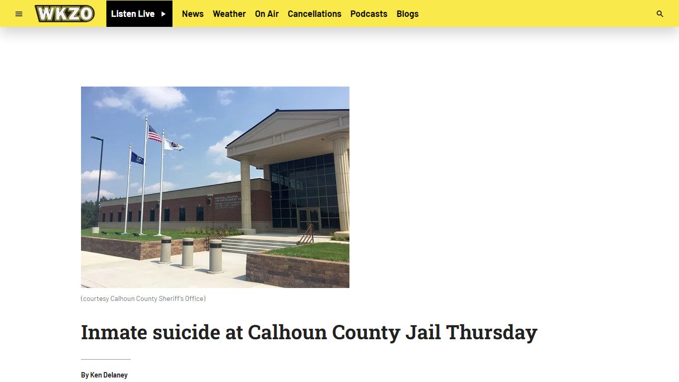 Inmate suicide at Calhoun County Jail Thursday - WKZO